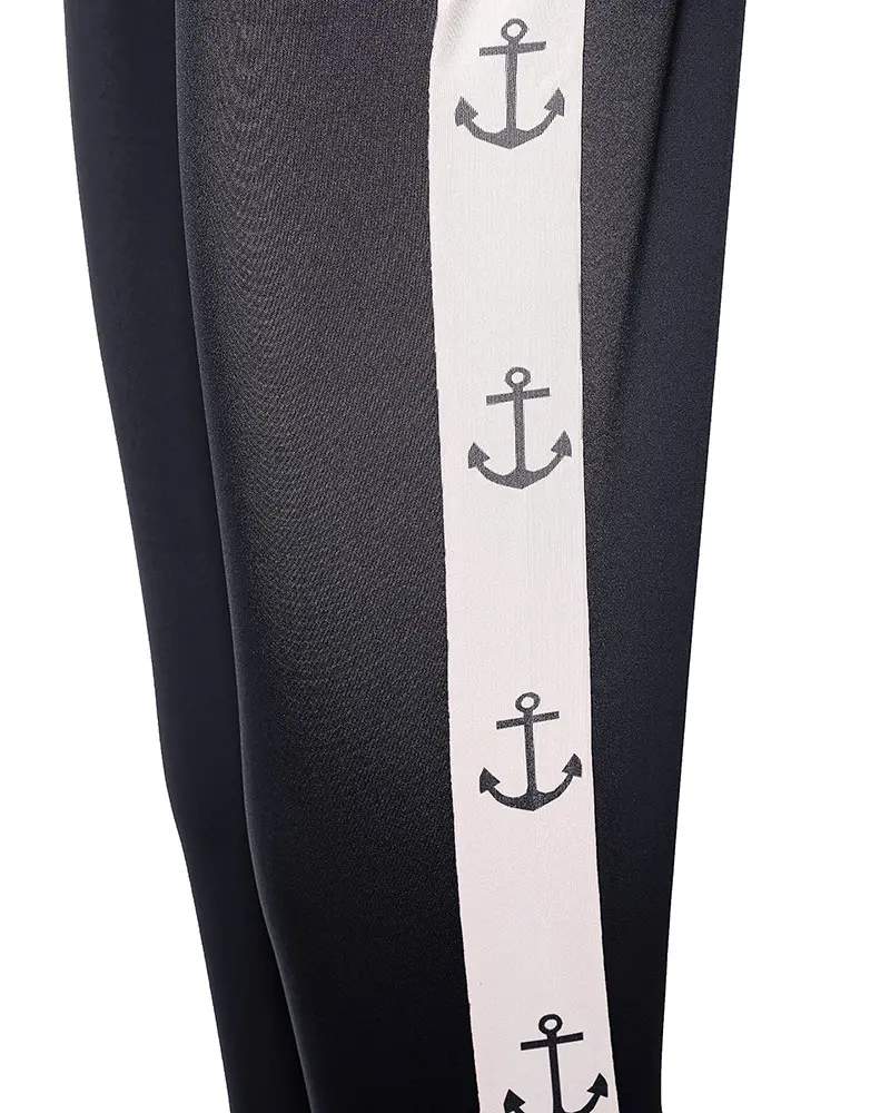 ANCHOR PRINT SHORT SLEEVE TOP HIGH WAIST PANTS SET - Missyess