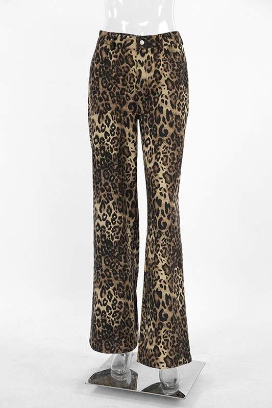 ANIMAL PRINT WIDE LEG PANTS - Missyess