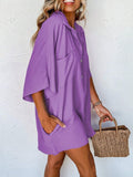 ASTYLISH WOMEN S PLAIN HALF SLEEVE BUTTON COLLARED LOOSE OVERSIZED SHORTS ROMPER WITH POCKET - Missyess