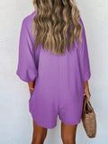 ASTYLISH WOMEN S PLAIN HALF SLEEVE BUTTON COLLARED LOOSE OVERSIZED SHORTS ROMPER WITH POCKET - Missyess