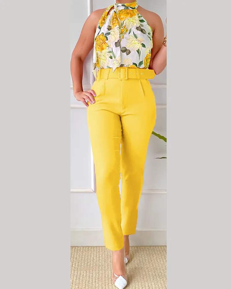 Chic Floral and High-Waisted Set