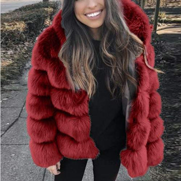 IMITATION  FUR COAT SLIM COLLAR