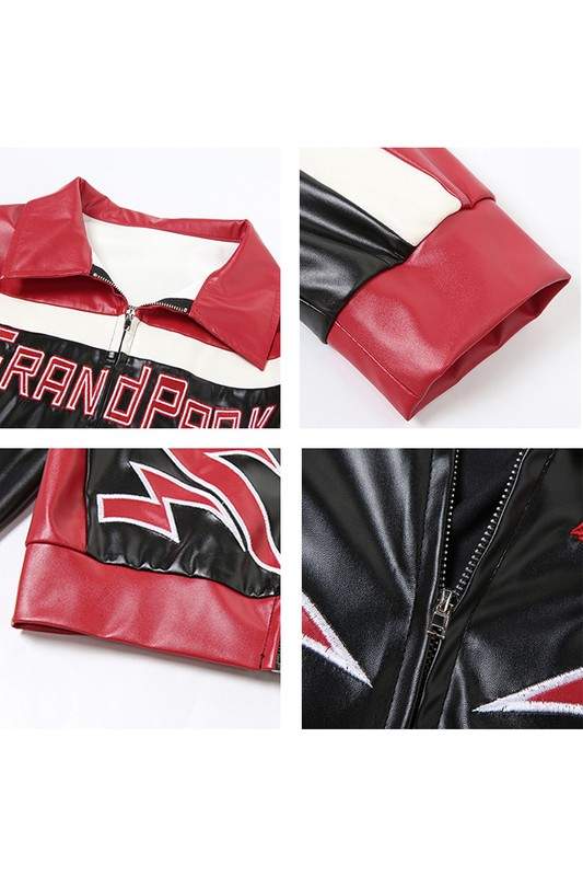 VEGAN LEATHER CROP JACKET