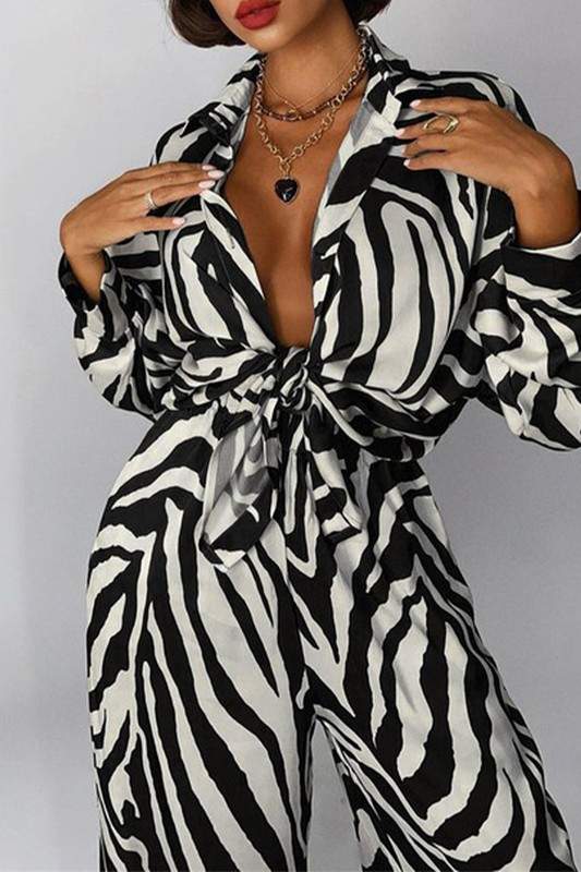 ZEBRA BLOUSE TOP AND PANTS SETS