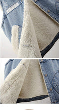 LAMB WOOL FLEECE LINED THICKENED PATCH DENIM VEST   WAISTCOAT