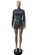 DENIM JACKET AND SHORTS SET
