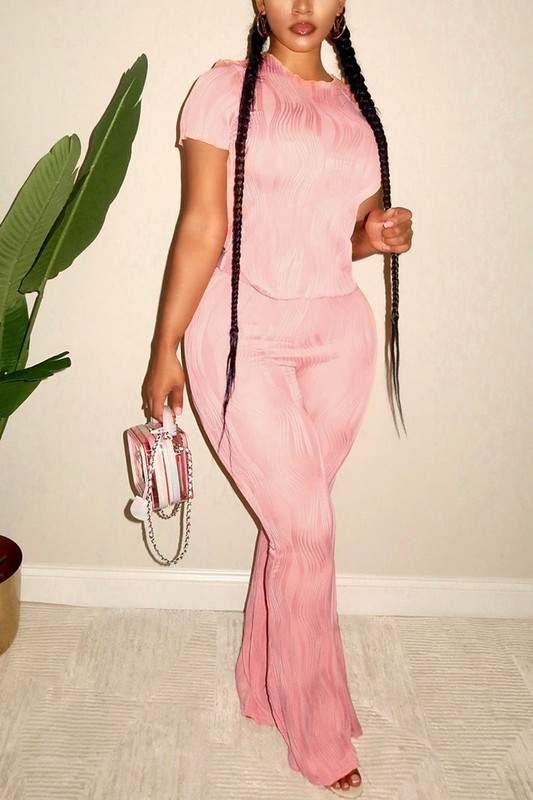PLEATED TEE AND PANTS SET