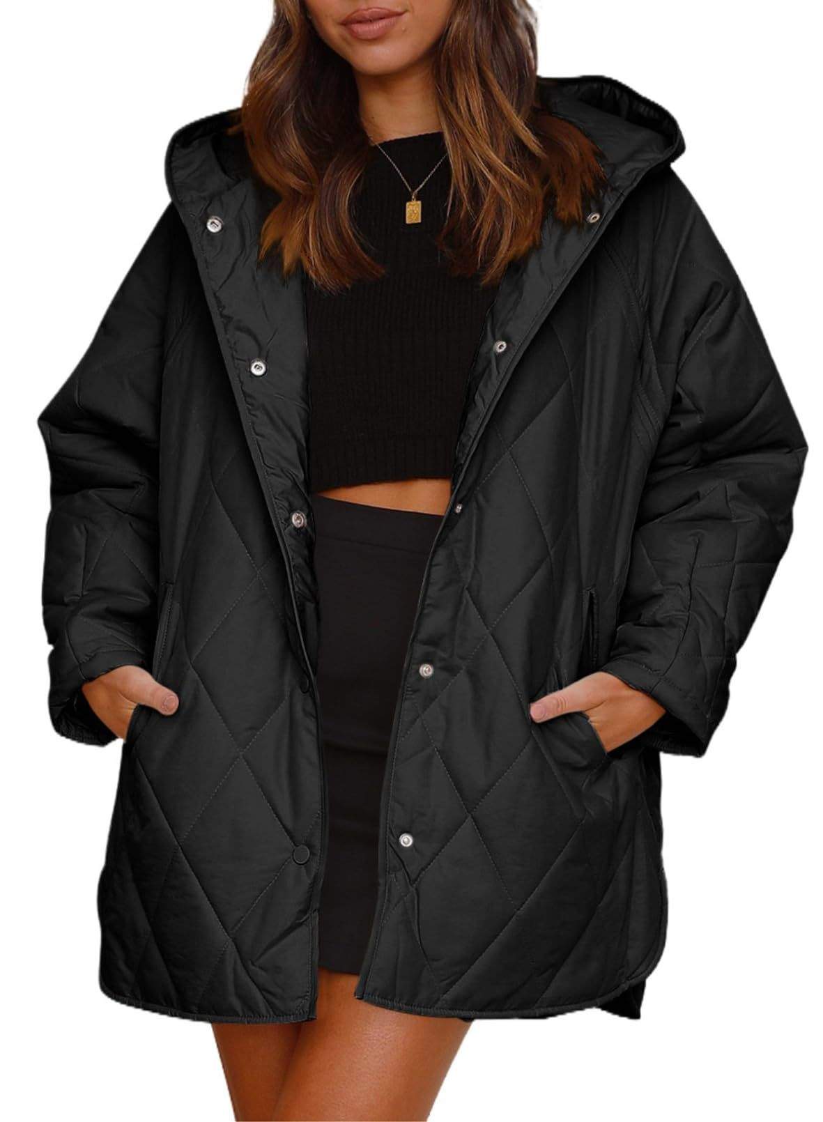JACKET  DIAMOND QUILTED HOODED LIGHTWEIGHT JACKET FOR WOMEN