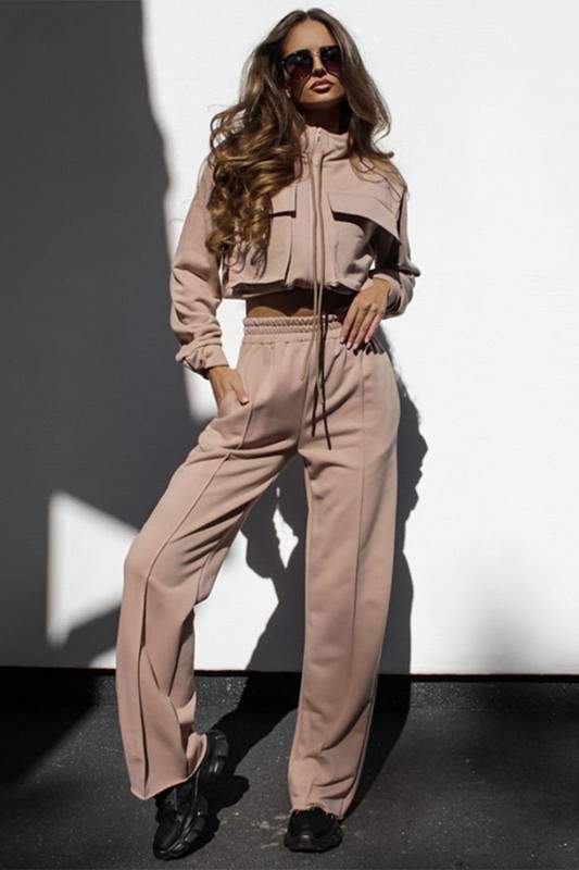 MULTI POCKET CROP TOP AND PANTS SET