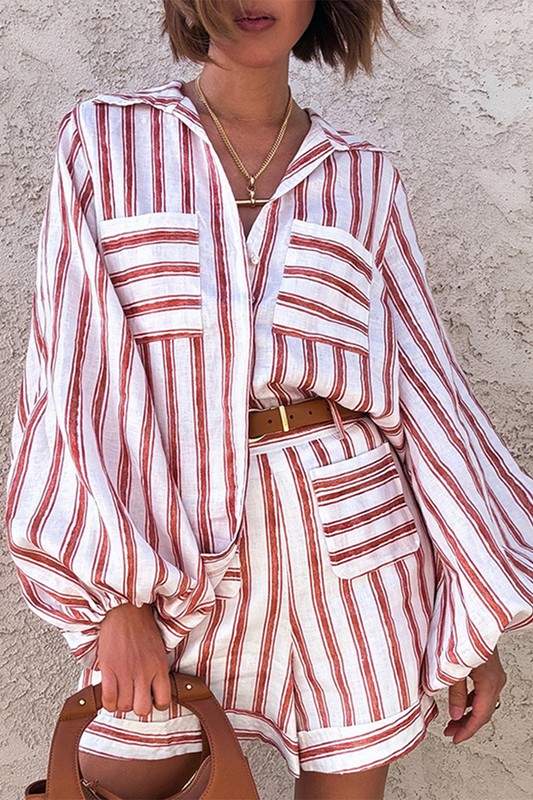 STRIPED TOP SHORTS SET