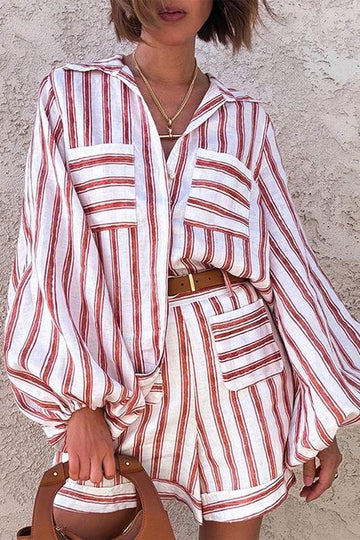 STRIPED TOP SHORTS SET