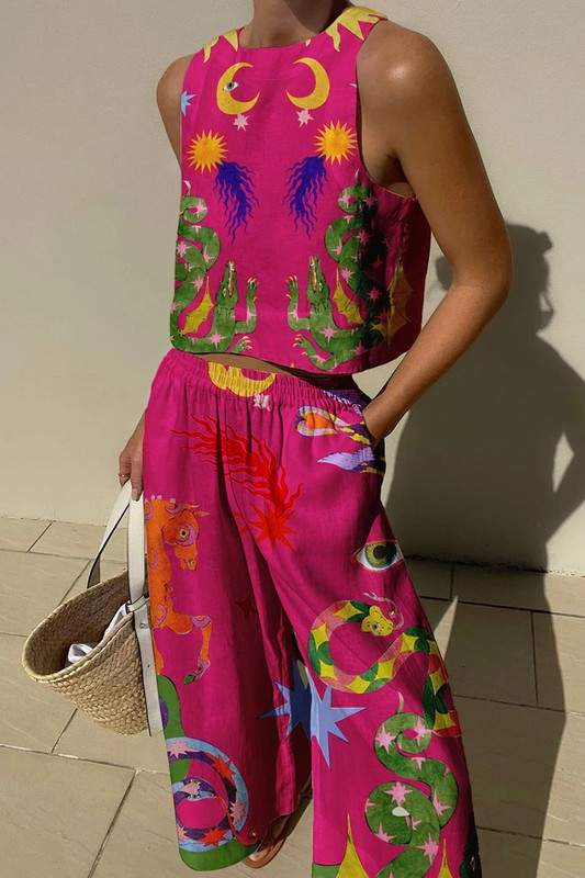 GRAPHIC TANK TOP AND PANTS SET