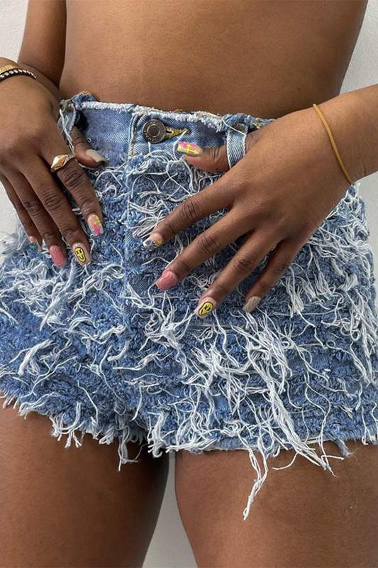 RIPPED DENIM SHORTS