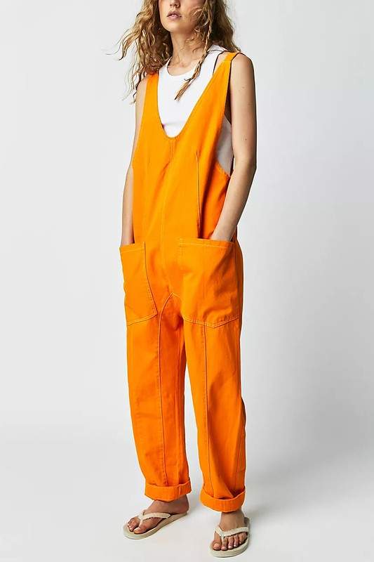 V NECK SUSPENDER JUMPSUIT