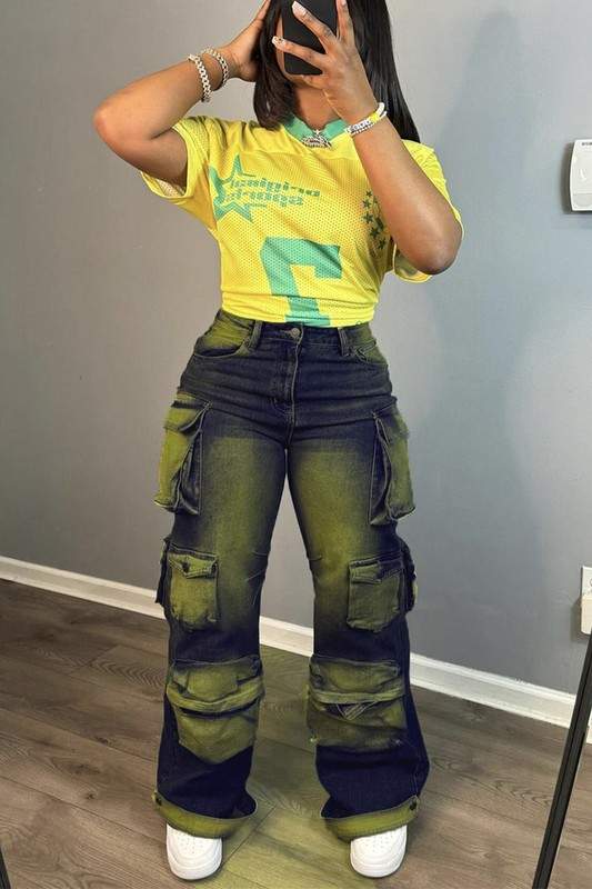 CARGO DENIM JEANS PANTS