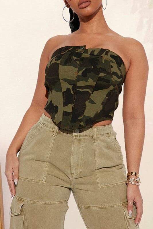 CAMOUFLAGE BUSTIER TOP