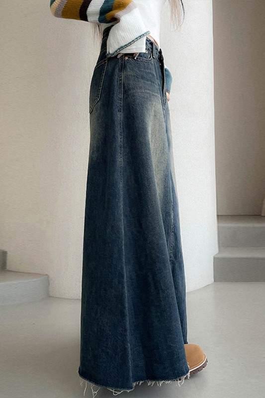 Vintage-Inspired Long Denim Skirt for Fashionistas