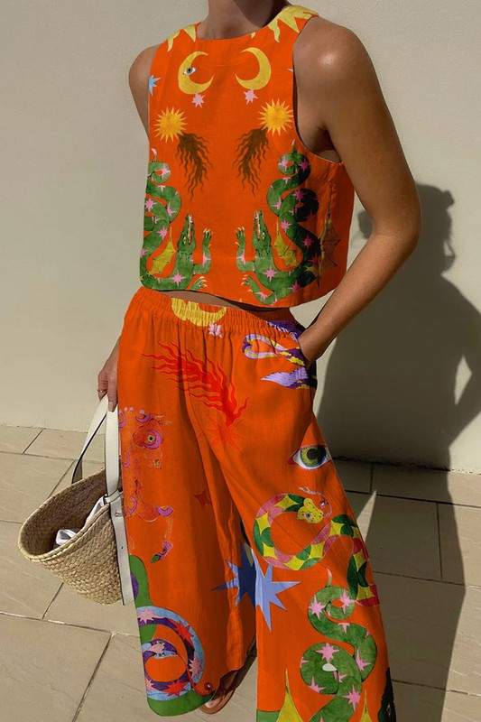 GRAPHIC TANK TOP AND PANTS SET
