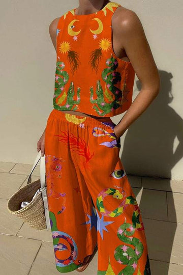 GRAPHIC TANK TOP AND PANTS SET