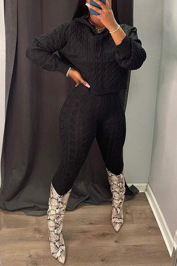 KNITTED HOODIE AND TIGHTS SET