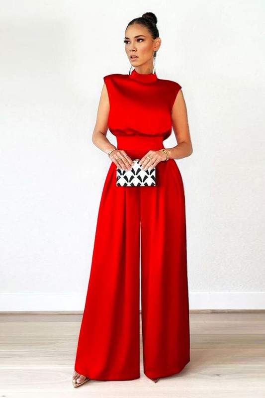 SLEEVELESS WIDE LEG JUMPSUITS