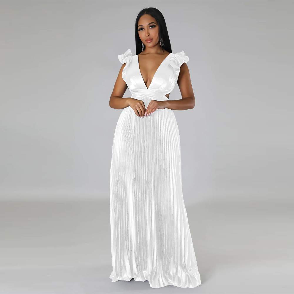 exy Backless Criss-cross Tieup Party Dress Elegant V Ne