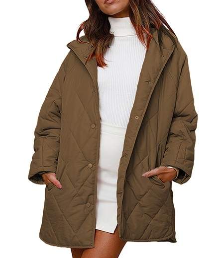 JACKET  DIAMOND QUILTED HOODED LIGHTWEIGHT JACKET FOR WOMEN