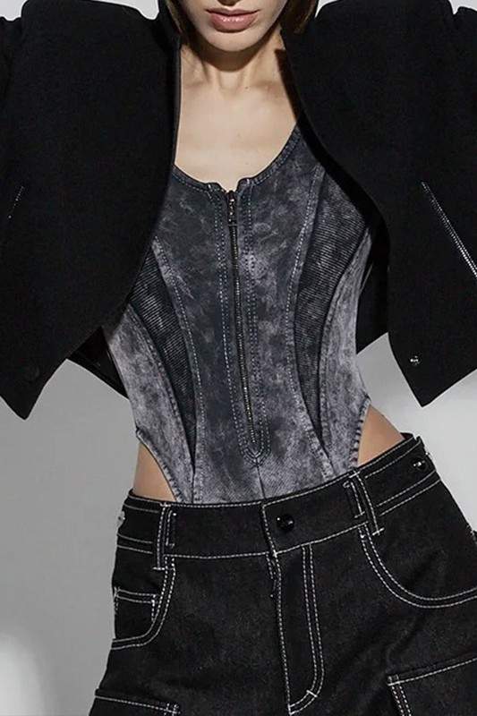 VELVET CORSET BODYSUIT