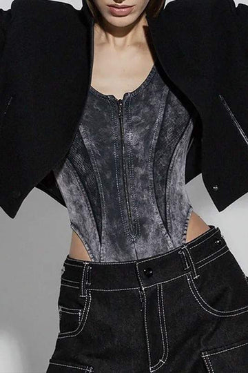VELVET CORSET BODYSUIT