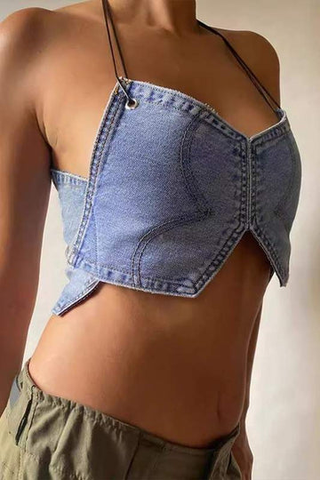 HALTER NECK PATCHWORK TANK