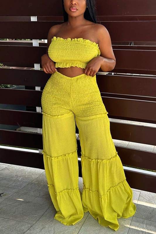 TUBE TOP AND WIDE LEG PANTS SET