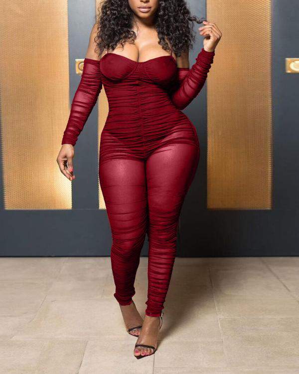 Trendy Ruched Party Jumpsuit Dress