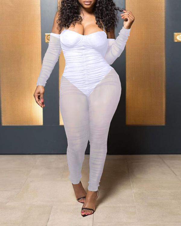 Trendy Ruched Party Jumpsuit Dress