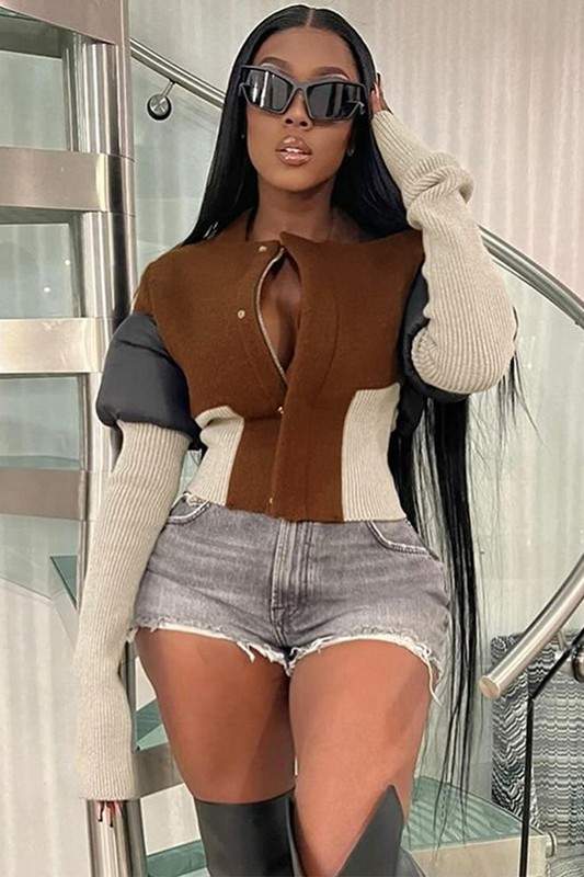 PATCHWORK COLORBLOCK CLASP JACKETS