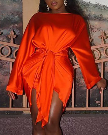 Party Dress: Luxe Draped Satin Dress