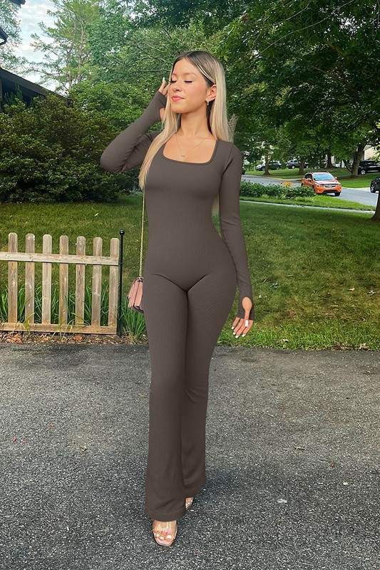 THUMB SLEEVES BODYCON JUMPSUITS