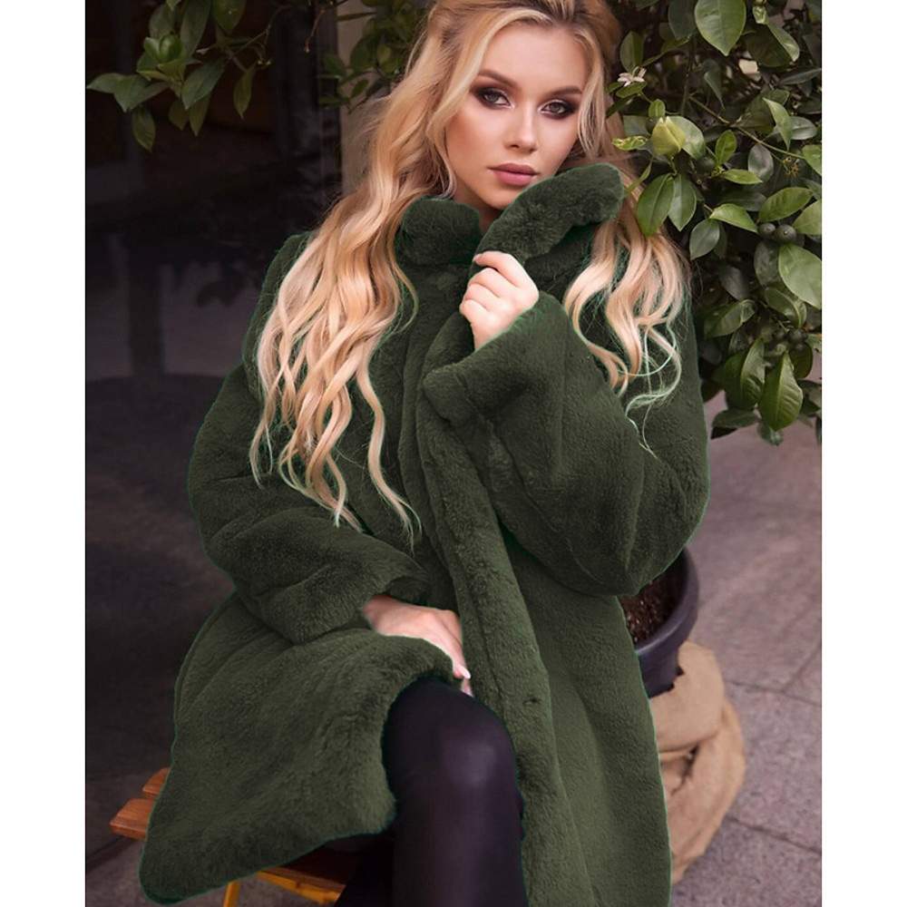 EXPLOSIONS REX RABBIT FUR  VERTICAL COLLAR FUR COAT MID LENGTH 