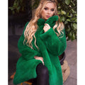 EXPLOSIONS REX RABBIT FUR  VERTICAL COLLAR FUR COAT MID LENGTH 
