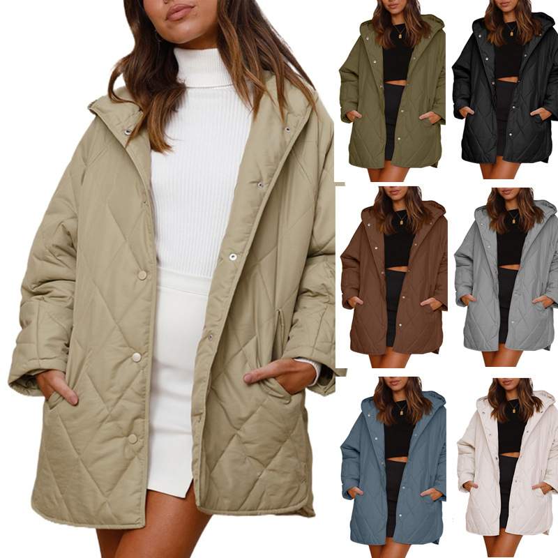 JACKET  DIAMOND QUILTED HOODED LIGHTWEIGHT JACKET FOR WOMEN