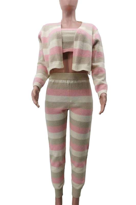 STRIPES KNITTED PANTS SET