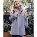 EXPLOSIONS REX RABBIT FUR  VERTICAL COLLAR FUR COAT MID LENGTH 