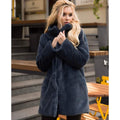 EXPLOSIONS REX RABBIT FUR  VERTICAL COLLAR FUR COAT MID LENGTH 