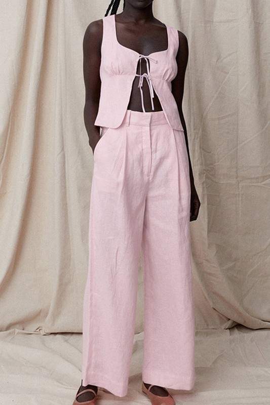 SLEEVELESS U NECK VEST PANTS SET