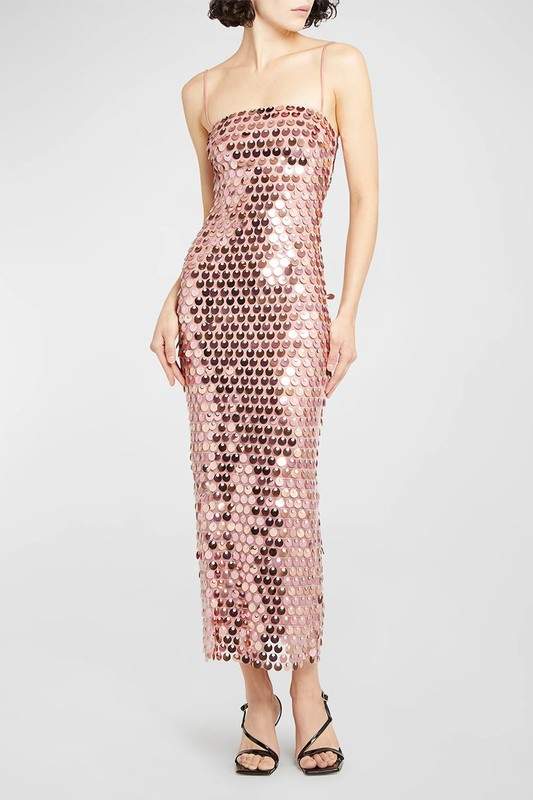 BEADS SLIT MIDI DRESS