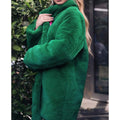 EXPLOSIONS REX RABBIT FUR  VERTICAL COLLAR FUR COAT MID LENGTH 