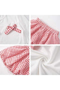PLAID BOW CROPPED BUBBLE SKIRT SETS