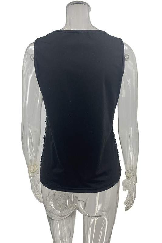 SEQUIN EMBELLISHED SLEEVELESS TOP