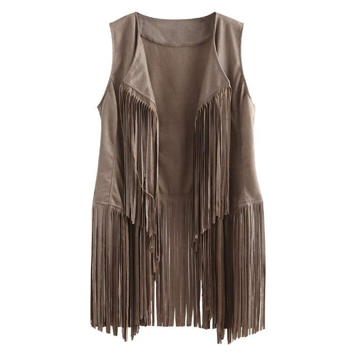  TASSEL VEST SLEEVELESS CARDIGAN TRENDY