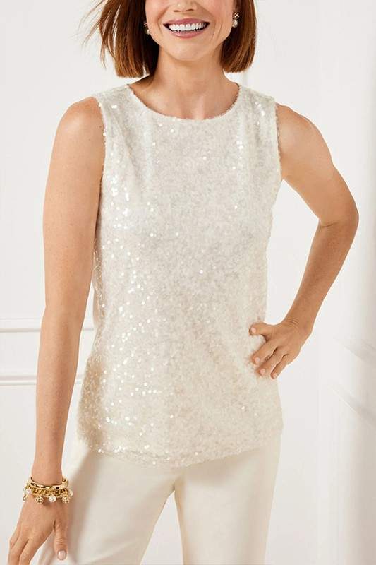 SEQUIN EMBELLISHED SLEEVELESS TOP