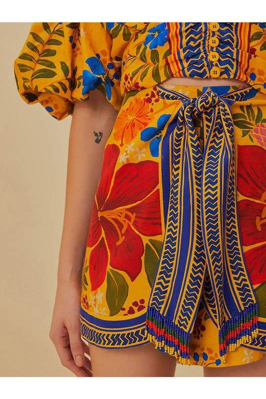 FLORAL CROPPED TOP SHORTS SET
